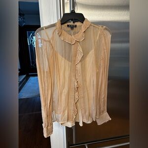 J. Crew Women's Sheer Ruffle Blouse - Tan